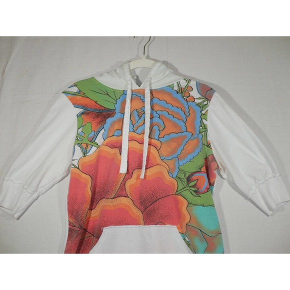 Vtg A Fine Mess T-Shirt Hoodie Sz XL White Floral Flower Power USA Made - Picture 2 of 11